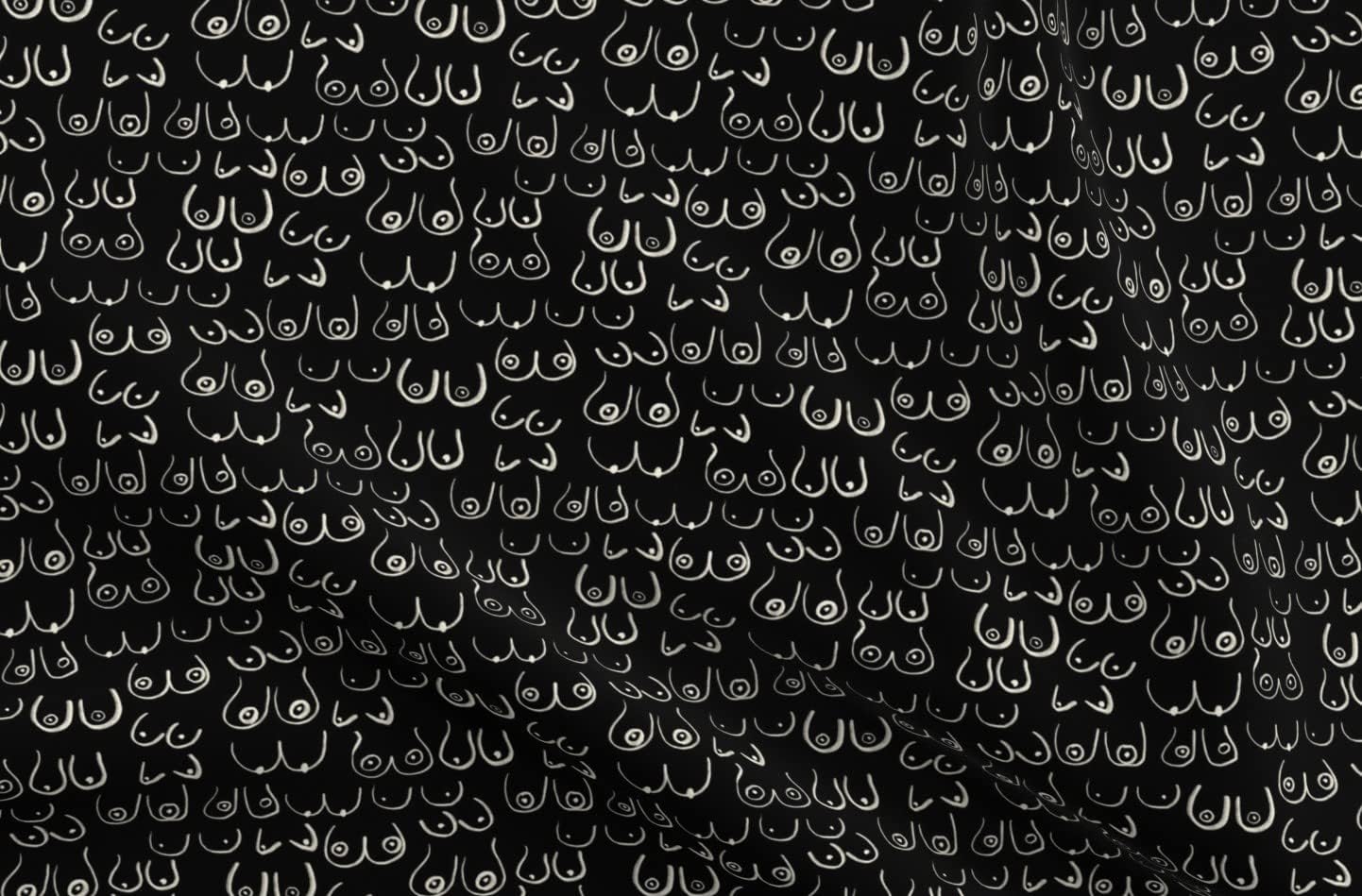 Spoonflower Fabric - Boobs Black and White Feminine Lady White Pink Funny Printed on Upholstery Velvet Fabric Fat Quarter - Upholstery Home Decor Bottomweight Apparel