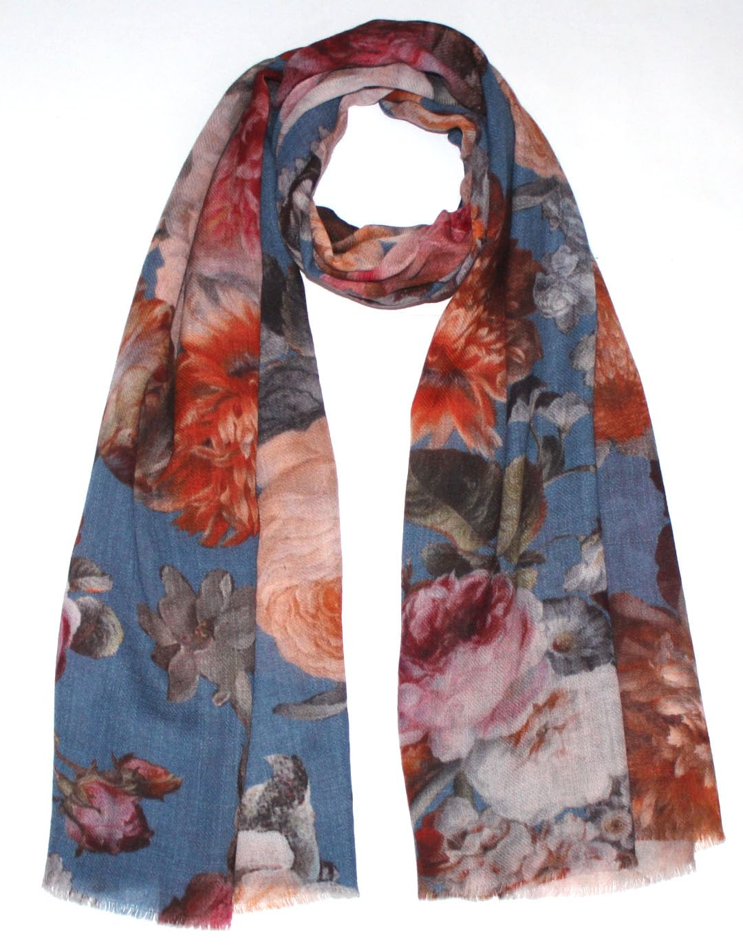 Lorenzo Cana - Damen Pashmina Schal Schaltuch aus weicher Wolle vom Merino Lammwoolle florales Muster mehrfarbig 70 cm x 180 cm Wollschal Wolltuch 78661
