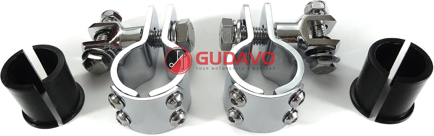 Adjustable Highway bar Footpeg mouting kit Clamps Controls fit for 1-1/4 inch and 1 inch Engine Guards/Tubing compatible with Harley davidson Honda Yamaha Kawasaki suzuki BMW