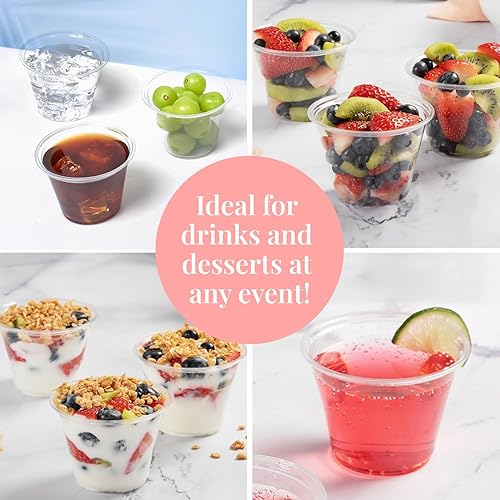 Vista 6 de Vasos de plástico transparente de 9 oz, vasos desechables pequeños, vasos antiguos de moda, 200 unidades, vasos de plástico duro, ideal para vino