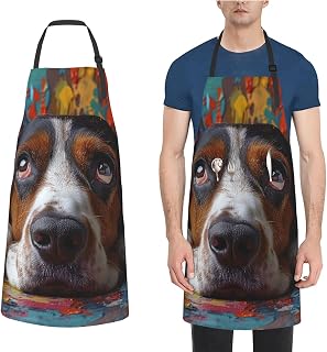 Aprons for Cooking Chef Apron With Pockets Basset Hound Apron Kitchen Bibs for Baking Gardening