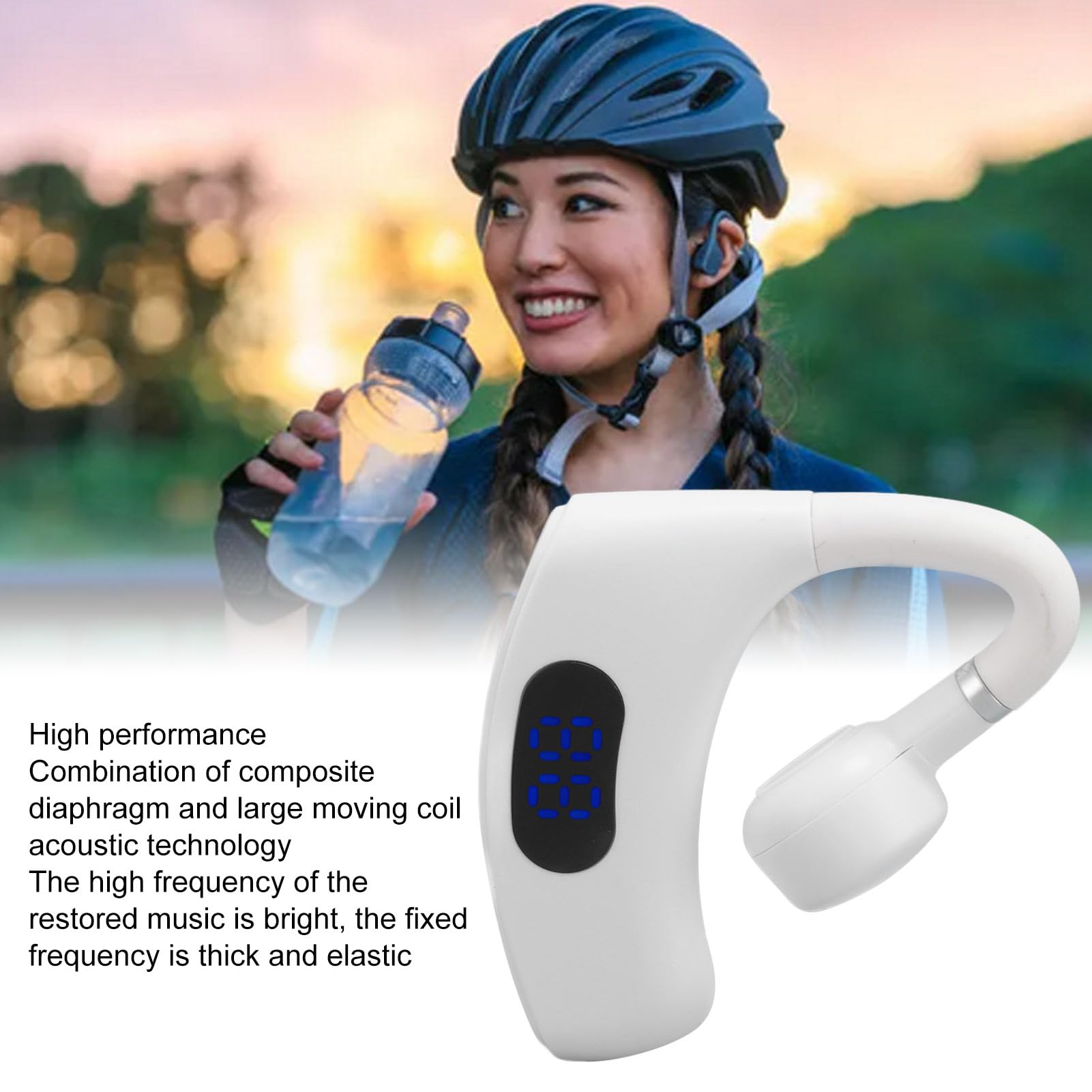 Jectse Auriculares de Oído Abierto, Auricular Inalámbrico V300 Bluetooth 5.4, Rotación de 180°, Auriculares con Cancelación de Ruido con Ganchos para la Oreja, Micrófono Incorporado
