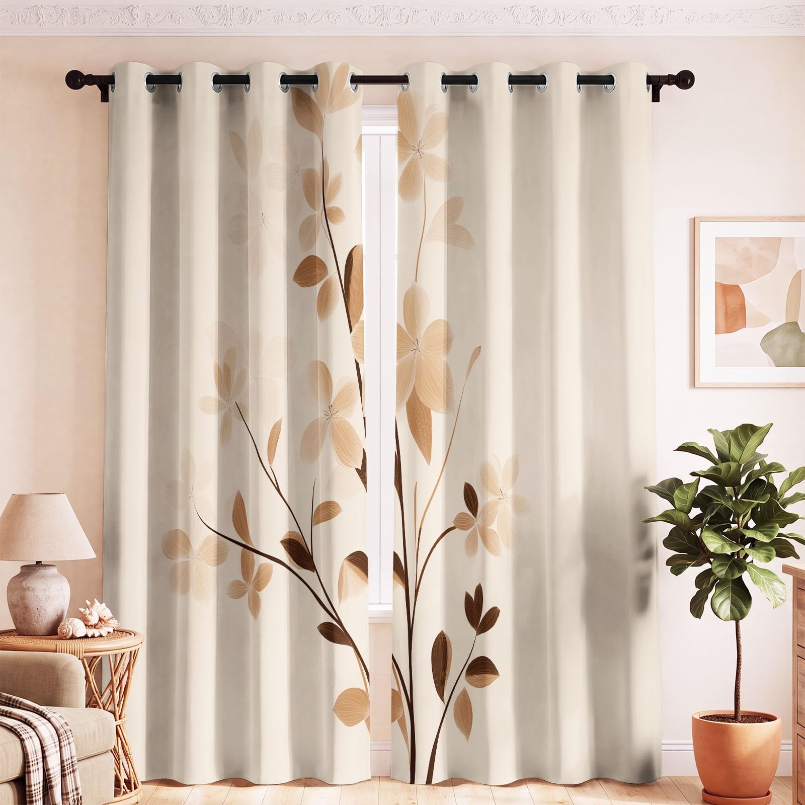 Juego de 2 cortinas escandinavas para niños, 200 x 140 cm, 100% opacas