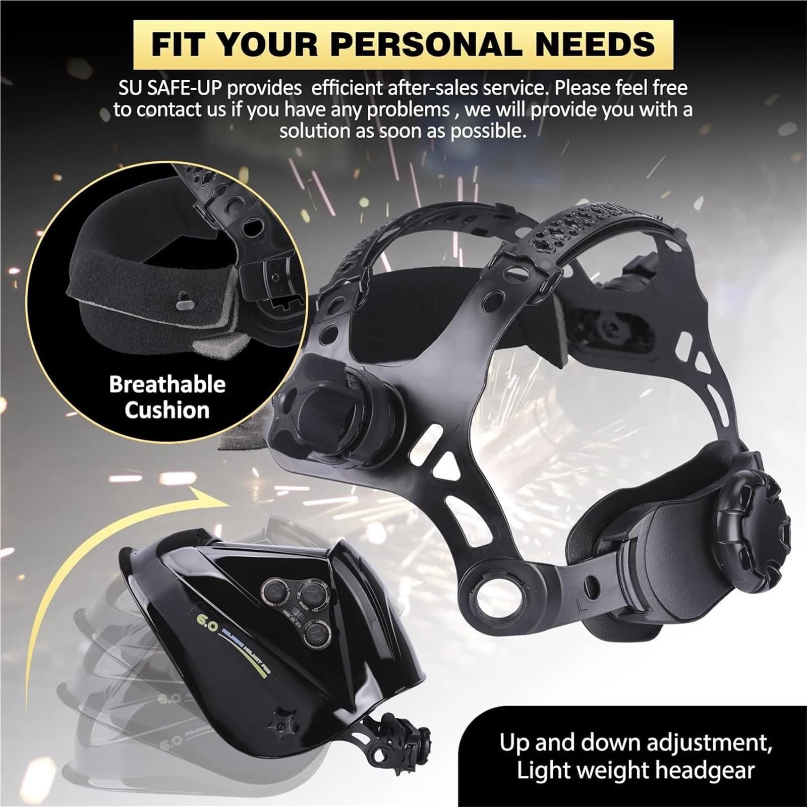 Careta Soldar Automatica,Casco de Soldadura Máscara de soldadura 1/1/1/1 Casco con oscurecimiento automático 100x97 mm Vista amplia Color verdadero 4 sensores for máquina soldadora(UN6K100x60mm1112)