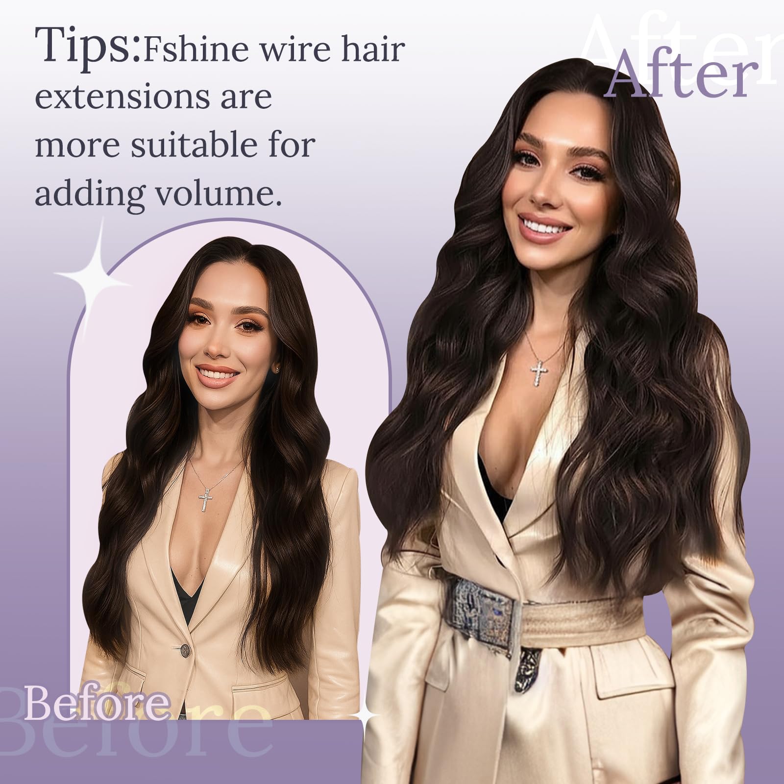 16 Inch Human Hair Extensions with Adjustable Wire Clip for Volume Halo Hair Extensions 16 Natural Black | Real Human Hair  main image 3