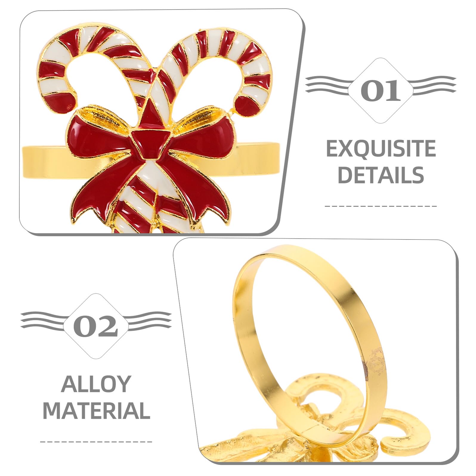 BESPORTBLE Lot de 4 Ronds de Serviette de Noël en Alliage Doré, Décorations de Table Réutilisables, Boucles Décoratives pour Serviettes, Porte-Serviettes Élégants pour Fêtes et Repas Festifs