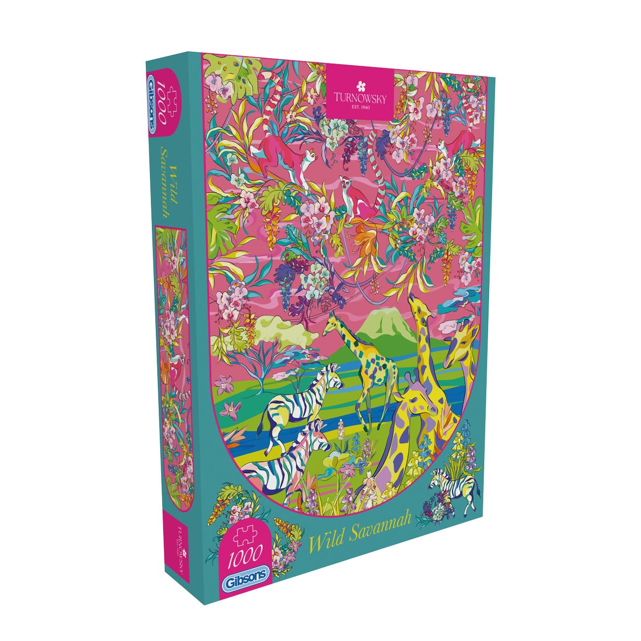 Gibsons HoT: Wild Savannah 1000 Piece Jigsaw Puzzle for Adults – Colourful Wildlife and Landscape Artwork by House of Turnowsky – Sustainably Made in the UK/EU