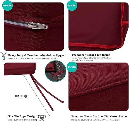 Miniatura 3 de ClawsCover Paquete de 3 fundas de repuesto para cojines de asiento para exteriores, para muebles de mimbre de ratán, juego de conversación de patio,