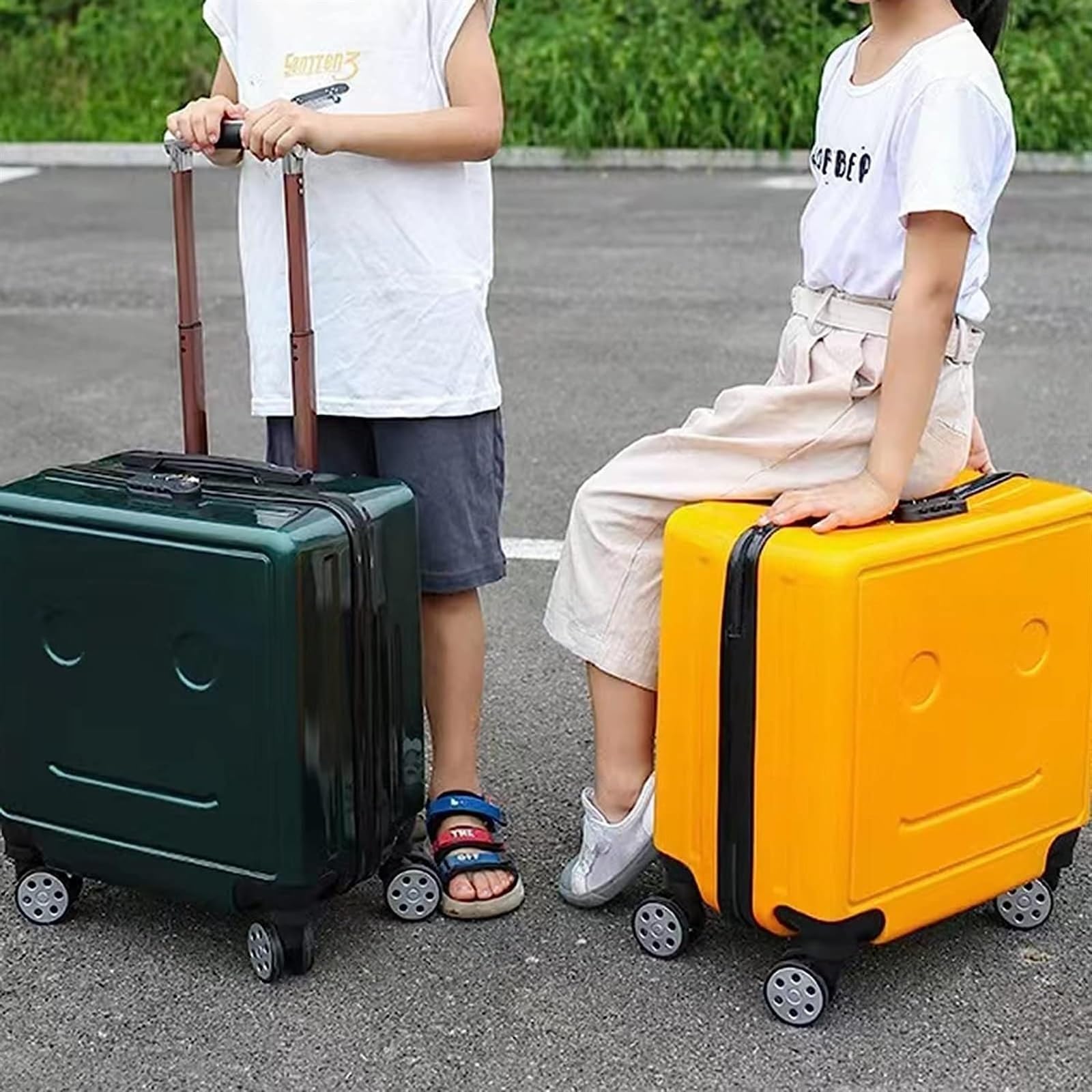 Valigia Valigia Trolley Regolabile per Bagagli da 18 Pollici per Lucchetto A Combinazione per Viaggi d'Affari Bagaglio a Mano(White)