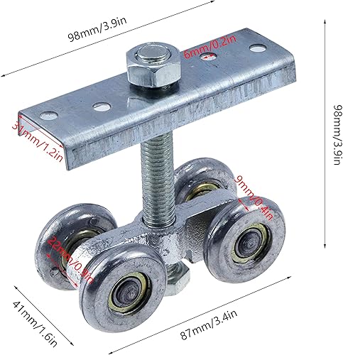 Miniatura 2 de KUMGROT 2 unidades de 4 ruedas de la caja de montaje del carril de la suspensión del carril de la rueda de la carretilla silenciosa del rodillo