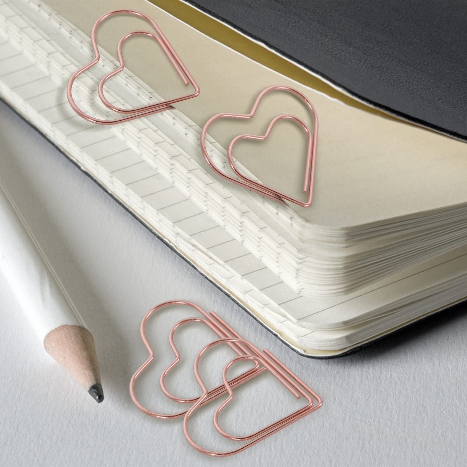Graffette A Forma Di Cuore 100 Pezzi - Oro Rosa Per Ufficio, Scuola, Inviti E Decorazioni - Foto 7
