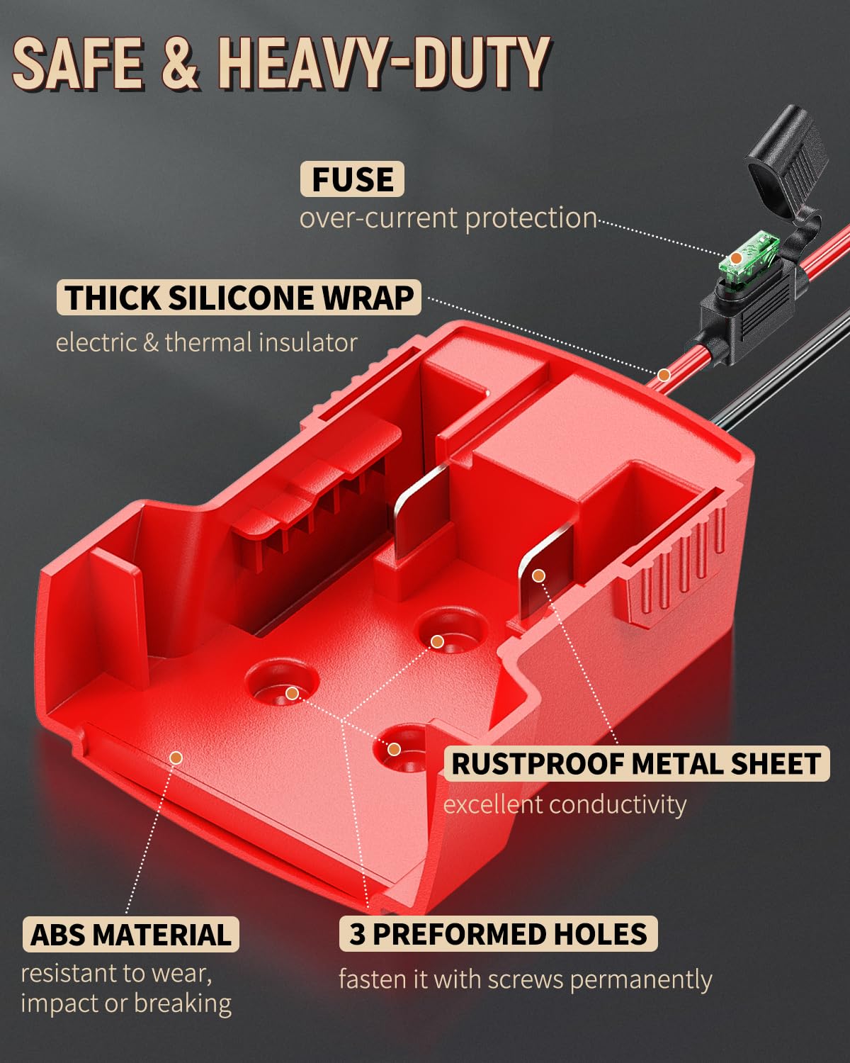 Vibit Peg-Perego Milwaukee Adattatore per batteria Milwaukee M18, adattatore per batteria con connettore originale per cablaggio, adattatore di alimentazione CC per giocattoli da equitazione per