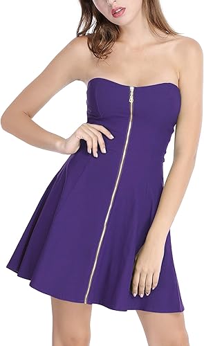 Miniatura 4 de Allegra K Vestido de fiesta sexy sin tirantes para mujer, cuello corazón, sin mangas, mini vestido de tubo