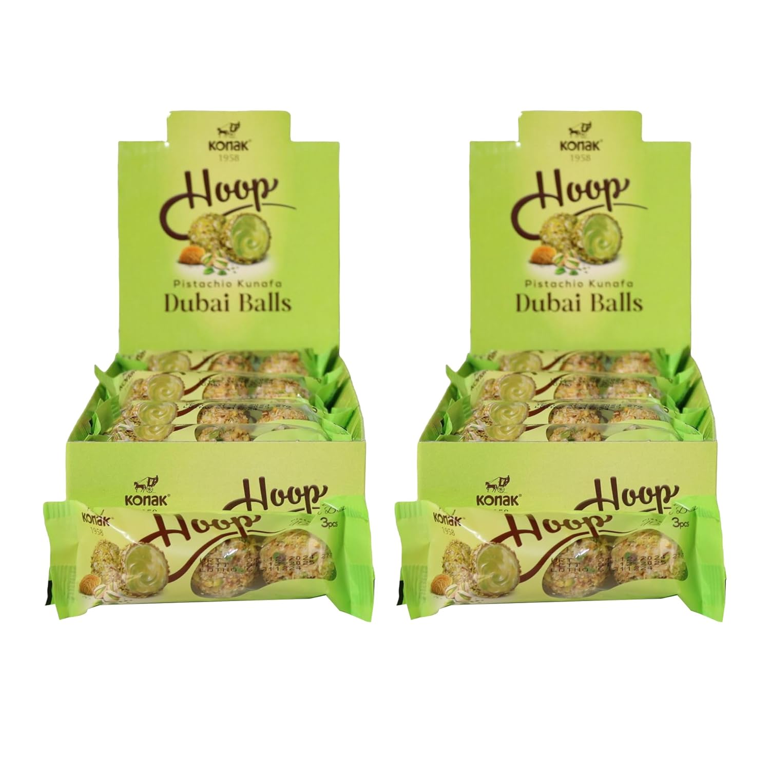 72 Dubai Chocolate balls - With Kunafe pistachio Delicious and concentrated pistachio flavor - perfect as a nice gift, office greeting, friends gathering, 24 packs - 27 g Total 22.86 Oz