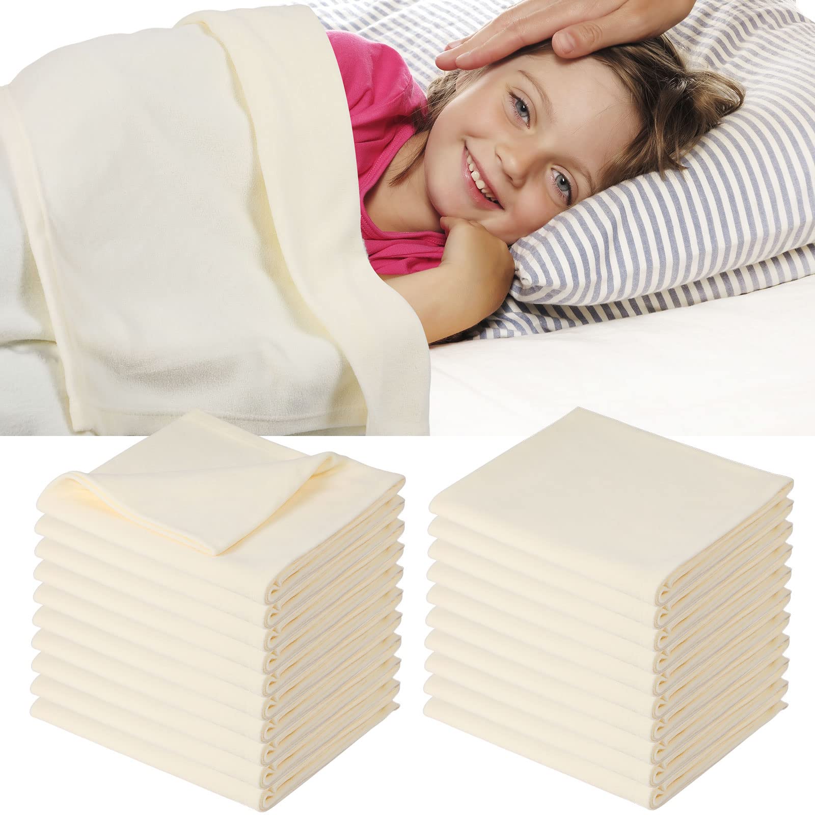 Oudain 20 coperte per lettino asilo nido per bambini e bambini, per riposare, colore bianco, in pile, 91,4 x 147,3 cm