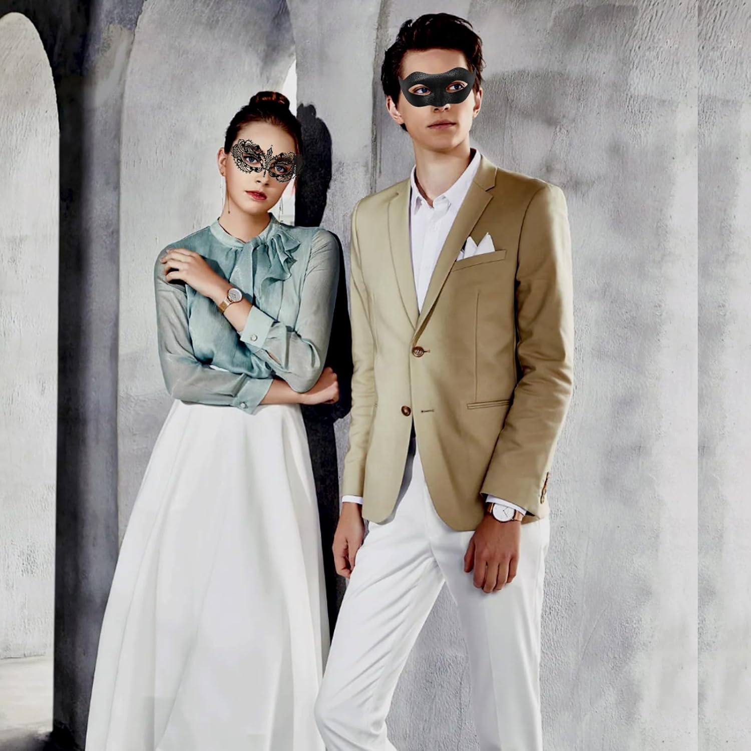 HyperFun Masquerade Mask for Couples Venetian Metal & Leather Mask Set, Women Men Halloween Mask, Specially for Costume, Prom - Image 6