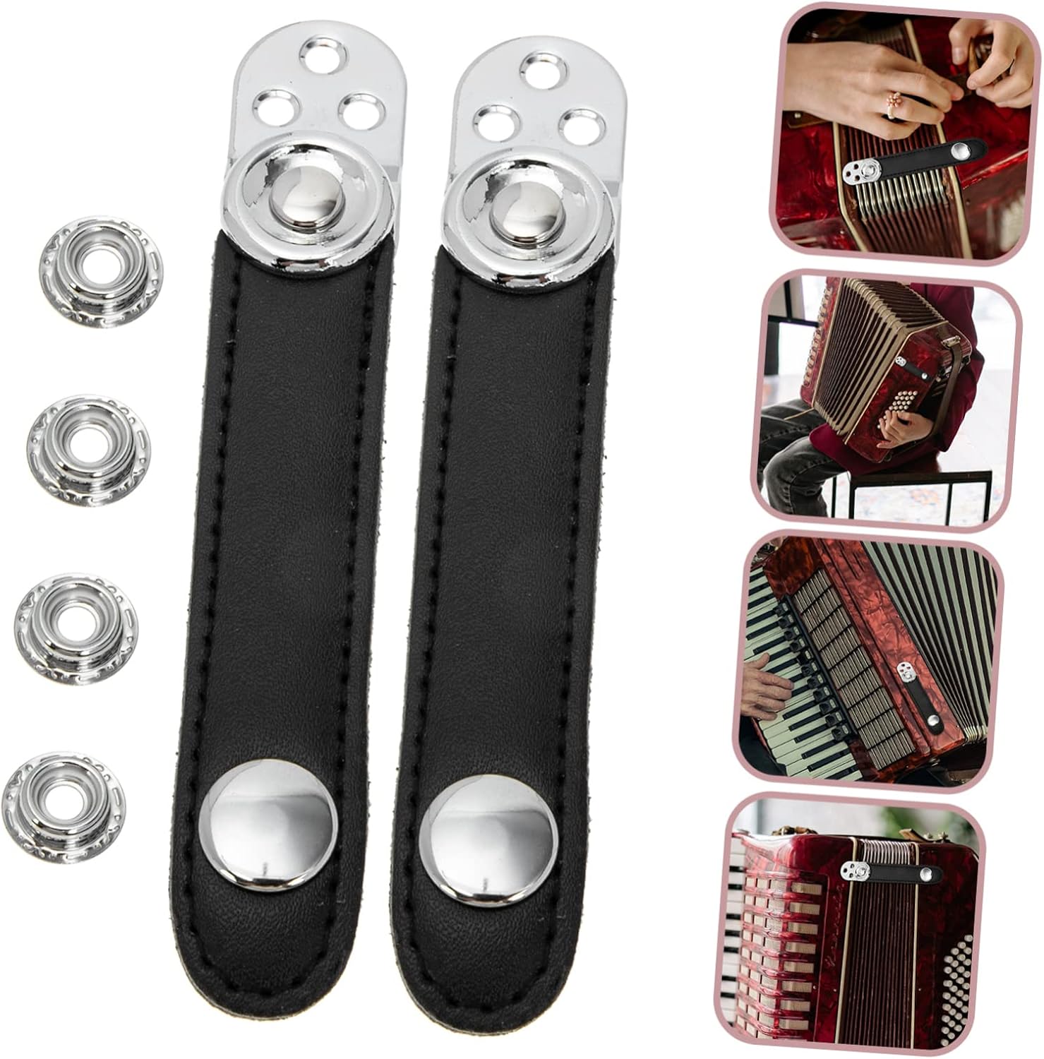 Generic 1set Double-layer Accordion Strap Metal Connectors Lightweight Bellows Belt for Enhanced Support and Easy Storage Essential Accessory for Accordion Players