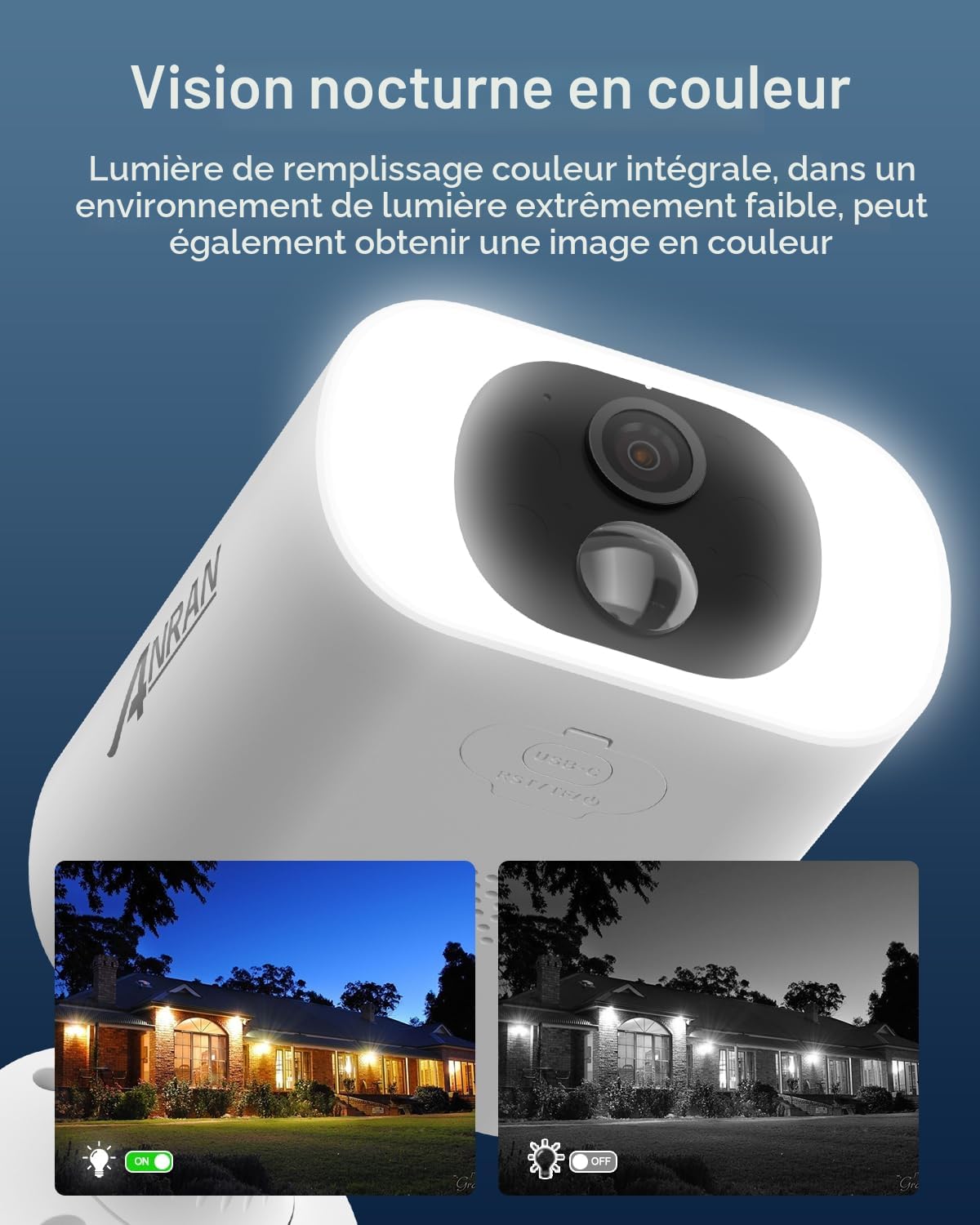 ANRAN 5MP Caméra Surveillance WiFi sans Fil, Panneau Solaire Intégré | Floodlight Caméra, éclairage Intelligent, Vision Nocturne Couleur, Alarme, Audio Bidirectionnel