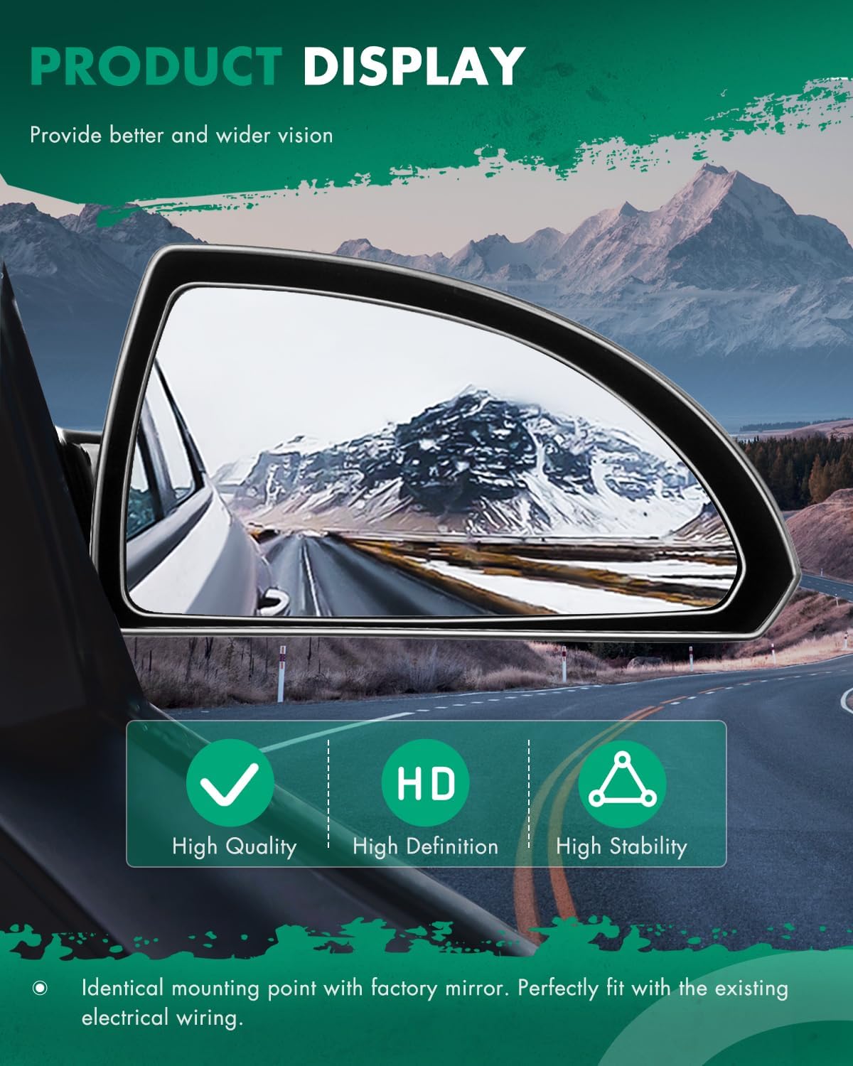 SCITOO Passenger Side View Mirror Fit For Chevy For Impala 2006-2013, For Impala Limited 2014-2016 Non-heated Power adjustment Right Outside Exterior Mirror GM1321306 08034-932, 15789251