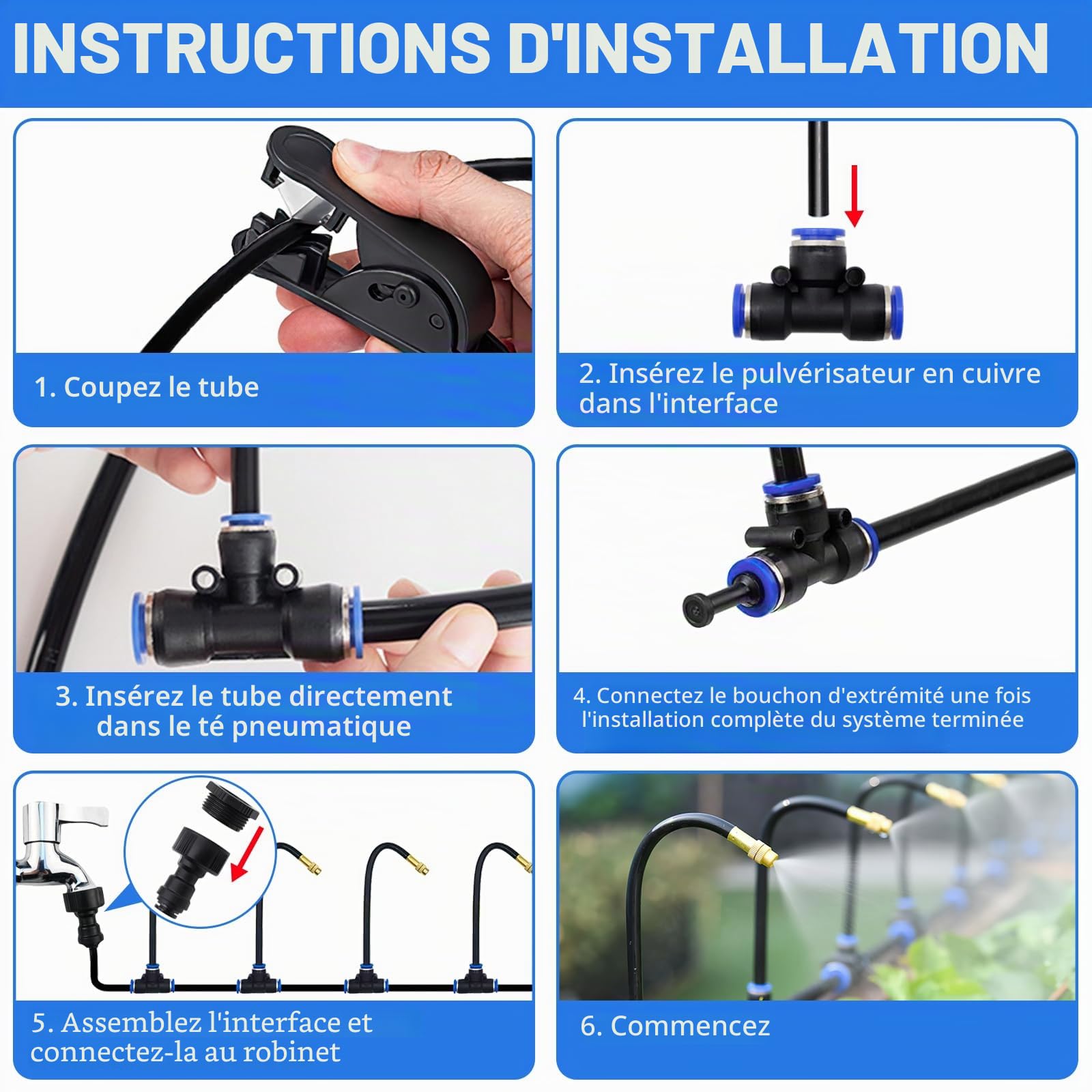20M Système Irrigation Jardin, Kit de Système d’Irrigation avec 20 Buses Réglables, Système d’Arrosage Automatique à 360°, Arrosage Goutte à Goutte pour Jardin, Cour, Pelouse, Serre