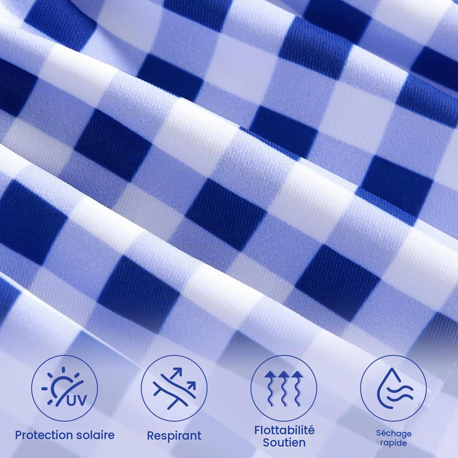 Maillot de bain une pièce pour bébé fille avec flotteur, bleu/blanc, 3-4 ans