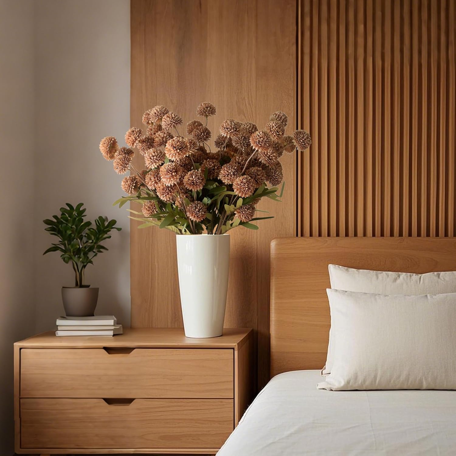 Artificial Flowers Indoor for Vase, 12PCS Fake Silk Mums Long Stem Flowers, Look Real Mini Chrysanthemum Floral Arrangements for Home Decorations (Creamy Beige) - Image 7