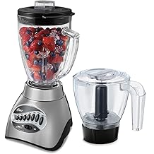 Oster Classic Series 16-Speed Blender with Food Chopper &amp; 5-Cup Glass Jar, Countertop Kitchen Blender, Brushed Nickel