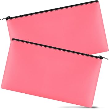 2 Pieces Money Bags with Zipper, 11x6.1 inch Money Pouch, Bank Bag, Cash Bag, Check Wallet, Cosmeticspeach