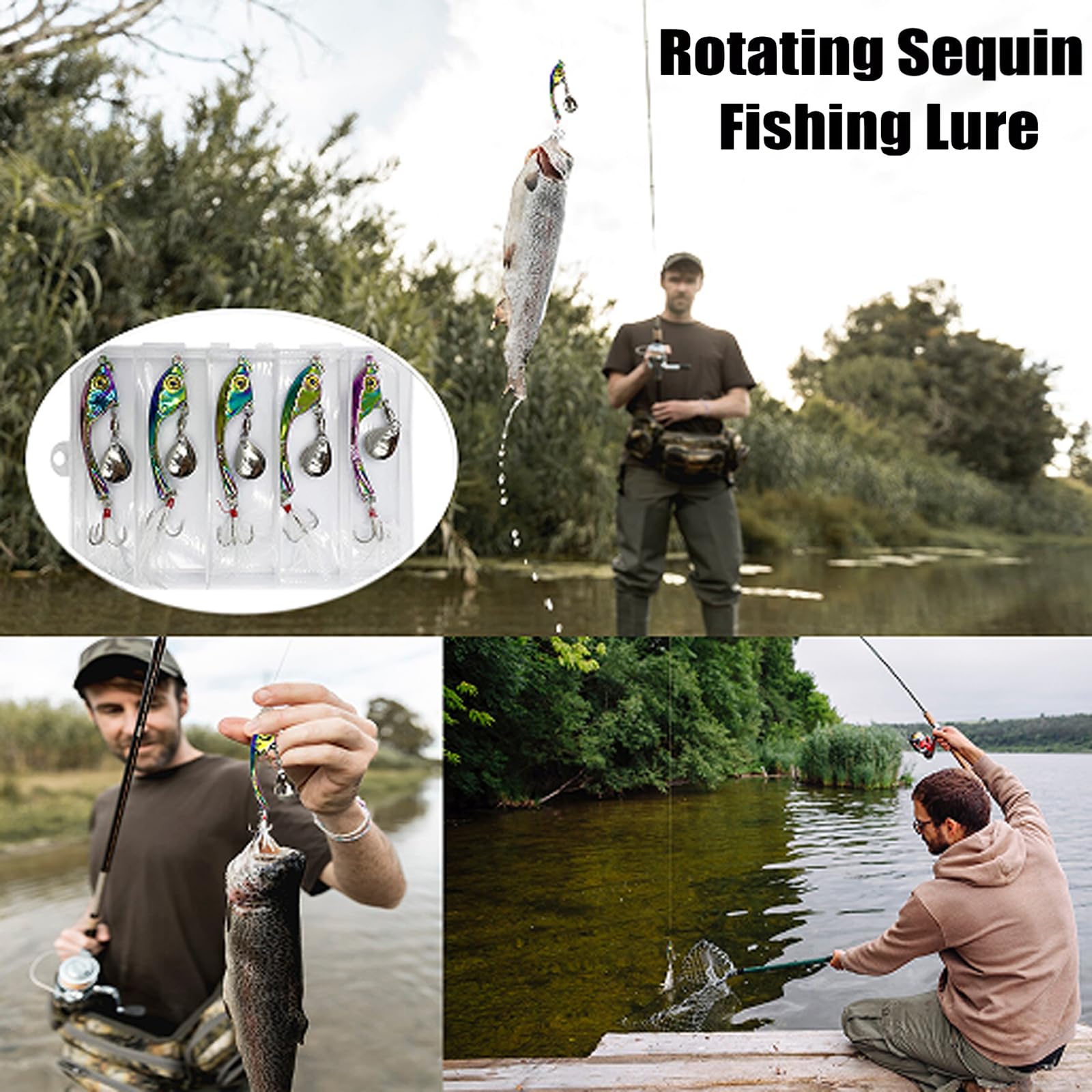 5 sztuk jig Spinner zestaw 15 g w pudełku na przynęty, metalowa łyżka, spinner, spinner do okonia, szczupaków, sandaczy, kleni, prezentów wędkarskich dla mężczyzn, przynęty wędkarskie do wody