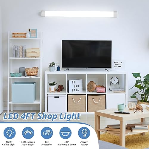 Miniatura 2 de Lámpara LED Utilitaria para Tienda de 2 pies y 4 pies, con enchufe enlazable, Luces LED Impermeable Airand de 2 piezas, Lámpara para Debajo del