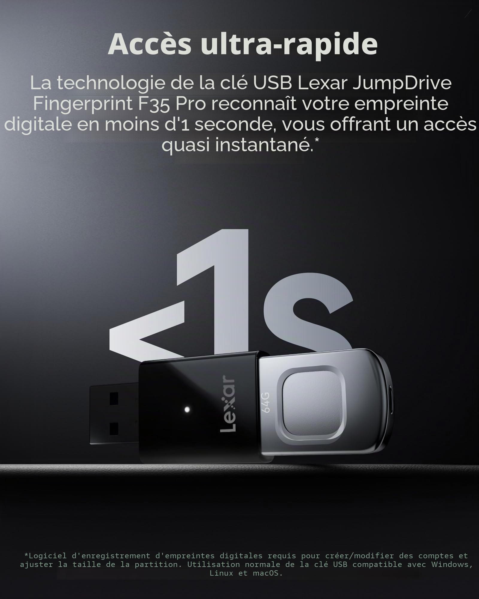 Lexar CLE USB Fingerprint 64GO F35 Pro