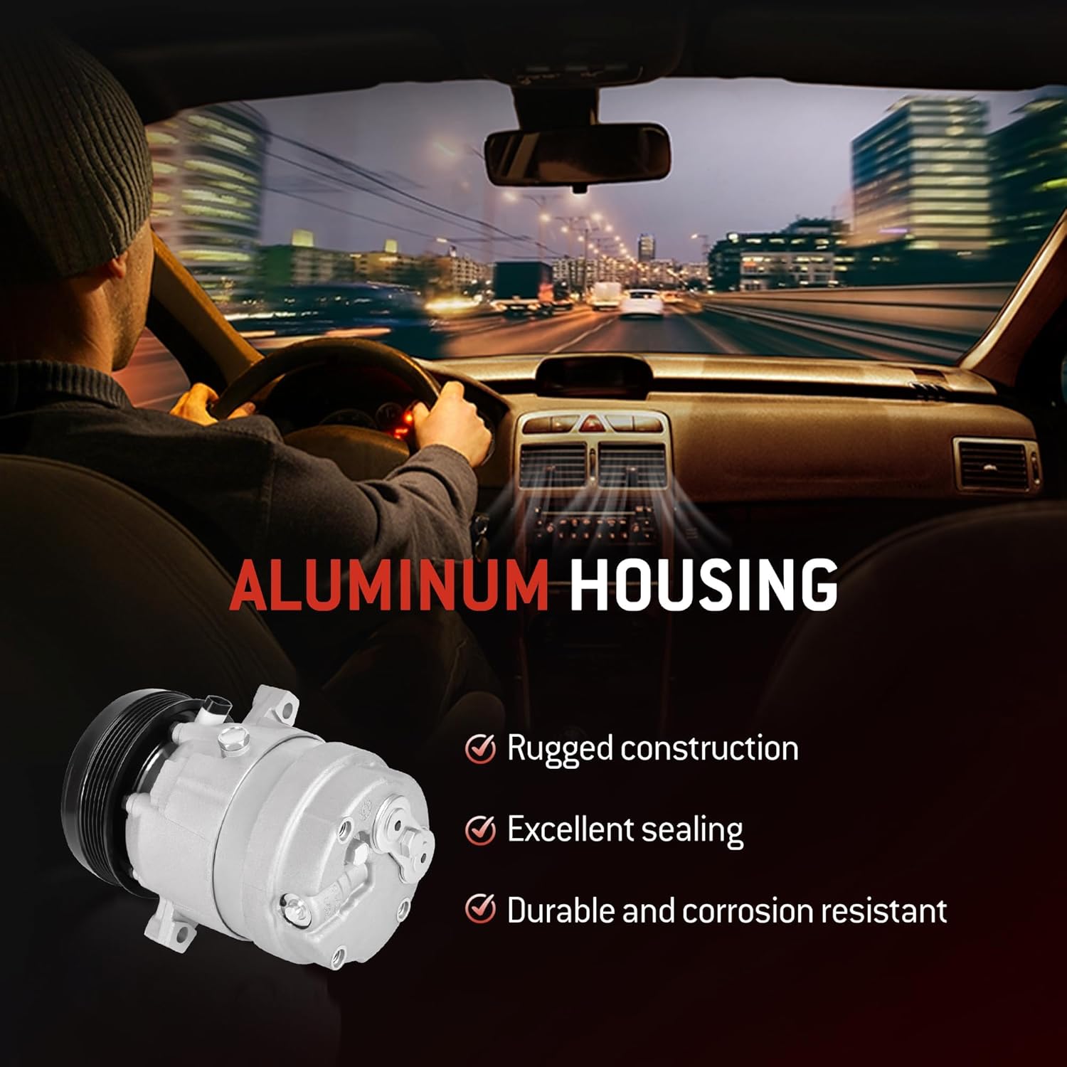 HYR Automotive Air Conditioning Compressor AC Compressor with Clutch Compatible with Buick LeSabre 96-05, Park Avenue, Riviera & Oldsmobile 88,98,LSS,Regency & Pontiac Bonneville, 3.8L, 6 grooves