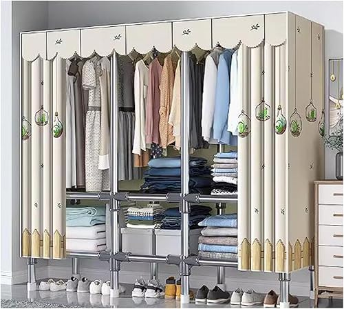 large closets Assemble Wardrobe Closet Rugged Metal Frame Wardrobe Rack with Thick Cloth Cover Armoire Wardrobe Closet with Hanging Rods