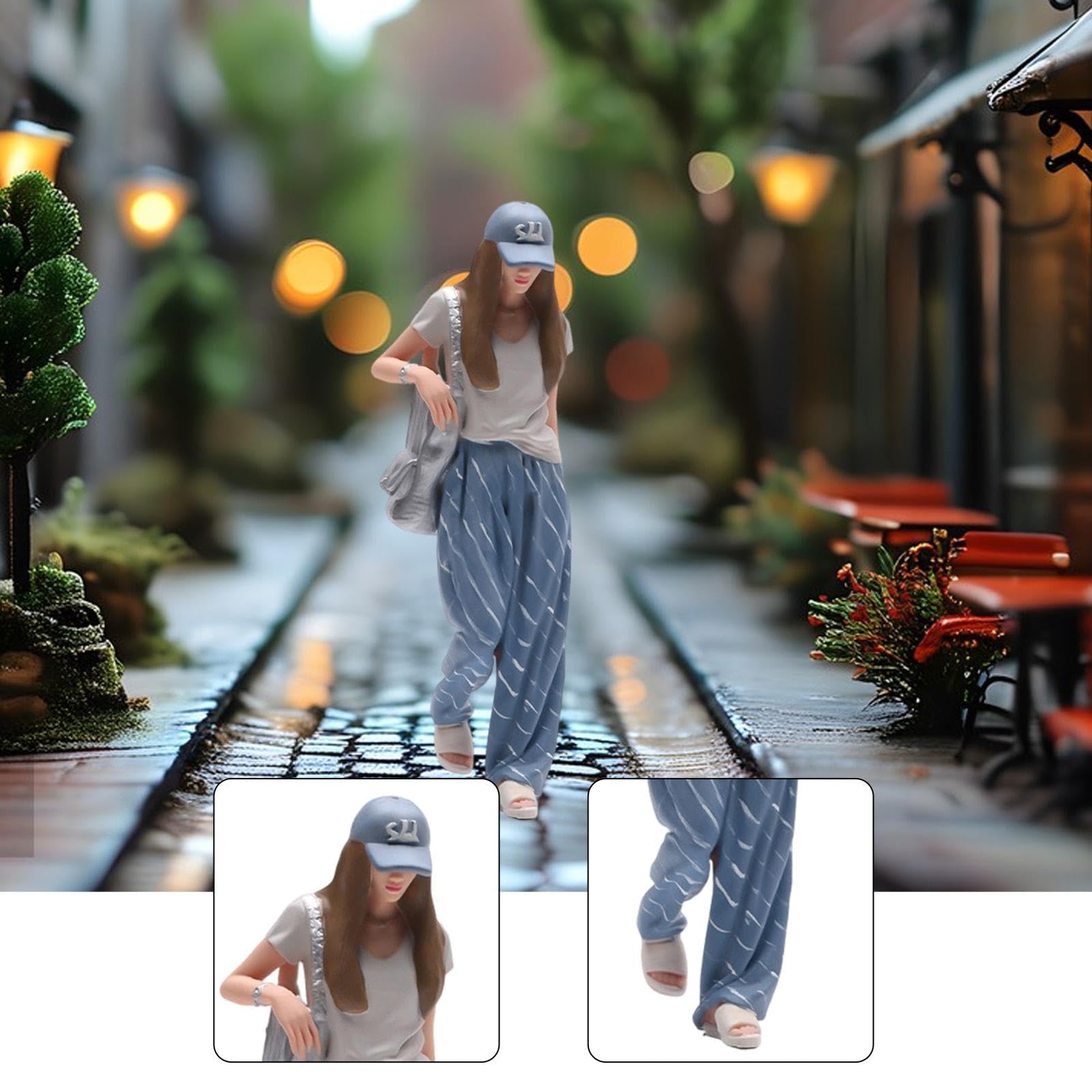 Miniatura Figura Giovane Donna Statua Ragazza Capelli Lunghi Accessorio Modello Resina Scena Elegante Realistica Adatta per Allestimento Scena
