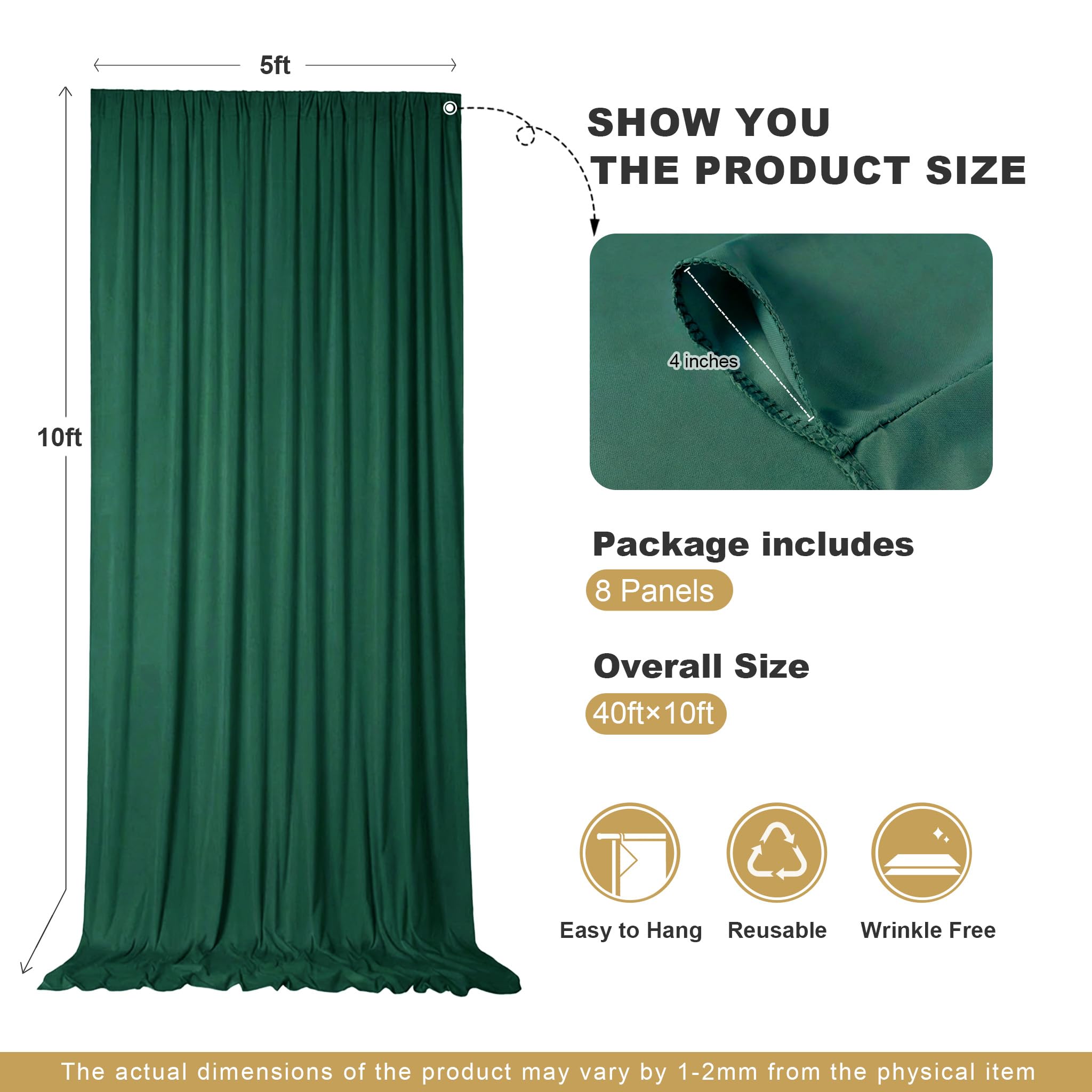 Amazon.com : 40x10ft Hunter Green Backdrop Curtains for Parties, 8