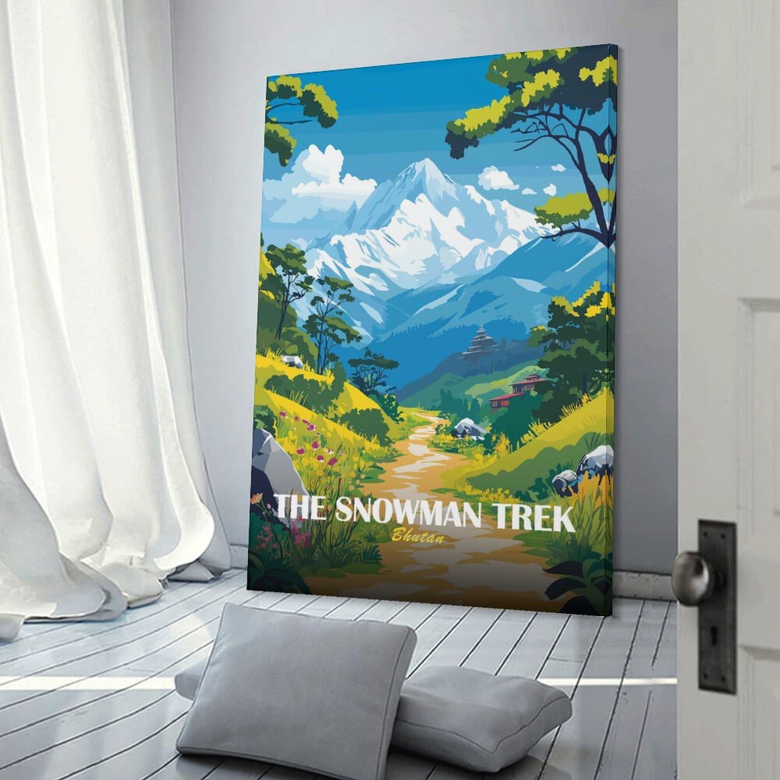 Junmoney Wall Picture Print The Snowman Trek, Bhutan, 20x30inch(50x75cm), for Entryway, Lounge Links Or Small Walls, Home Artwork for First Impressions