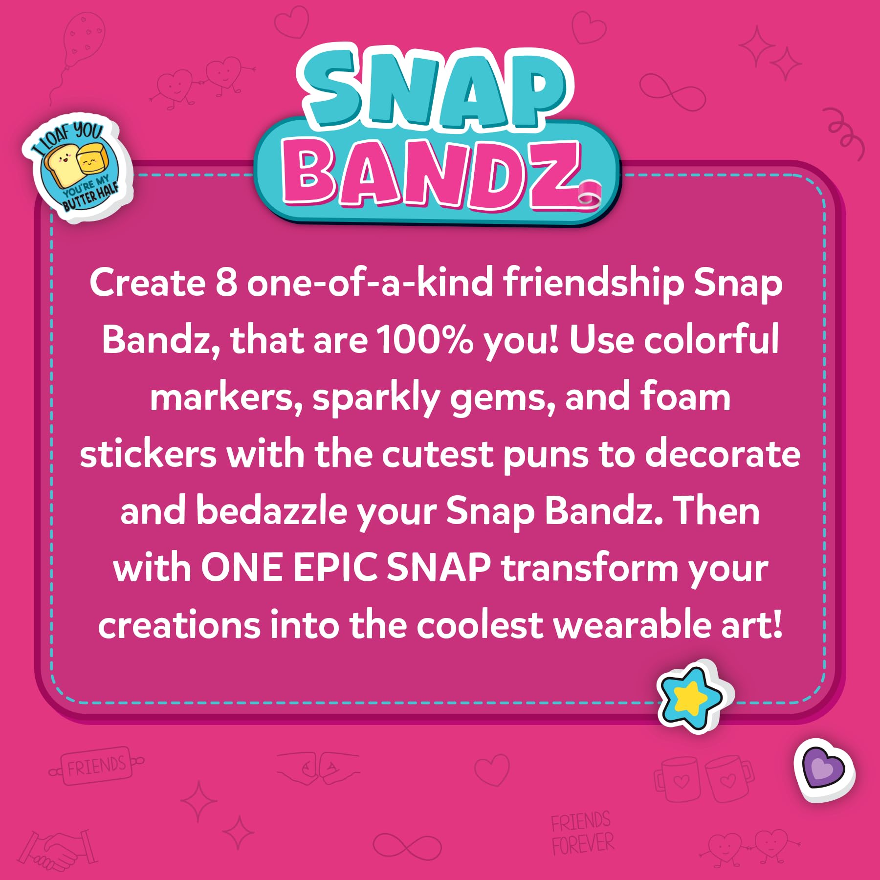 Skillmatics Activité artisanale – Snap Bandz, bracelets d'amitié, activités d'art et d'artisanat de bijoux, kit créatif, 8 bandes (21,8 cm), cadeaux pour filles et garçons âgés de 4, 5, 6, 7, 8, 9, 10