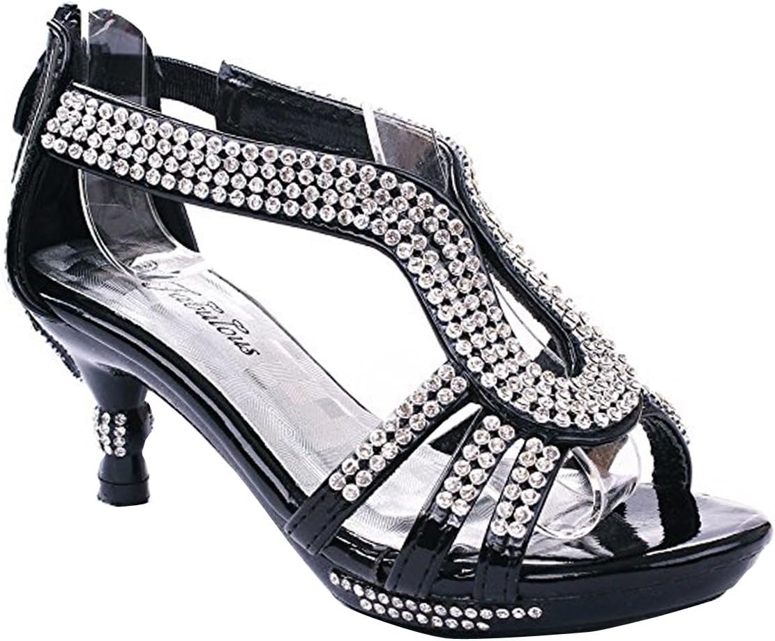 Fabulous Glamour-36 Kids Classy Sparkling Sweet Heart Rhinestone Heel Dress Sandals