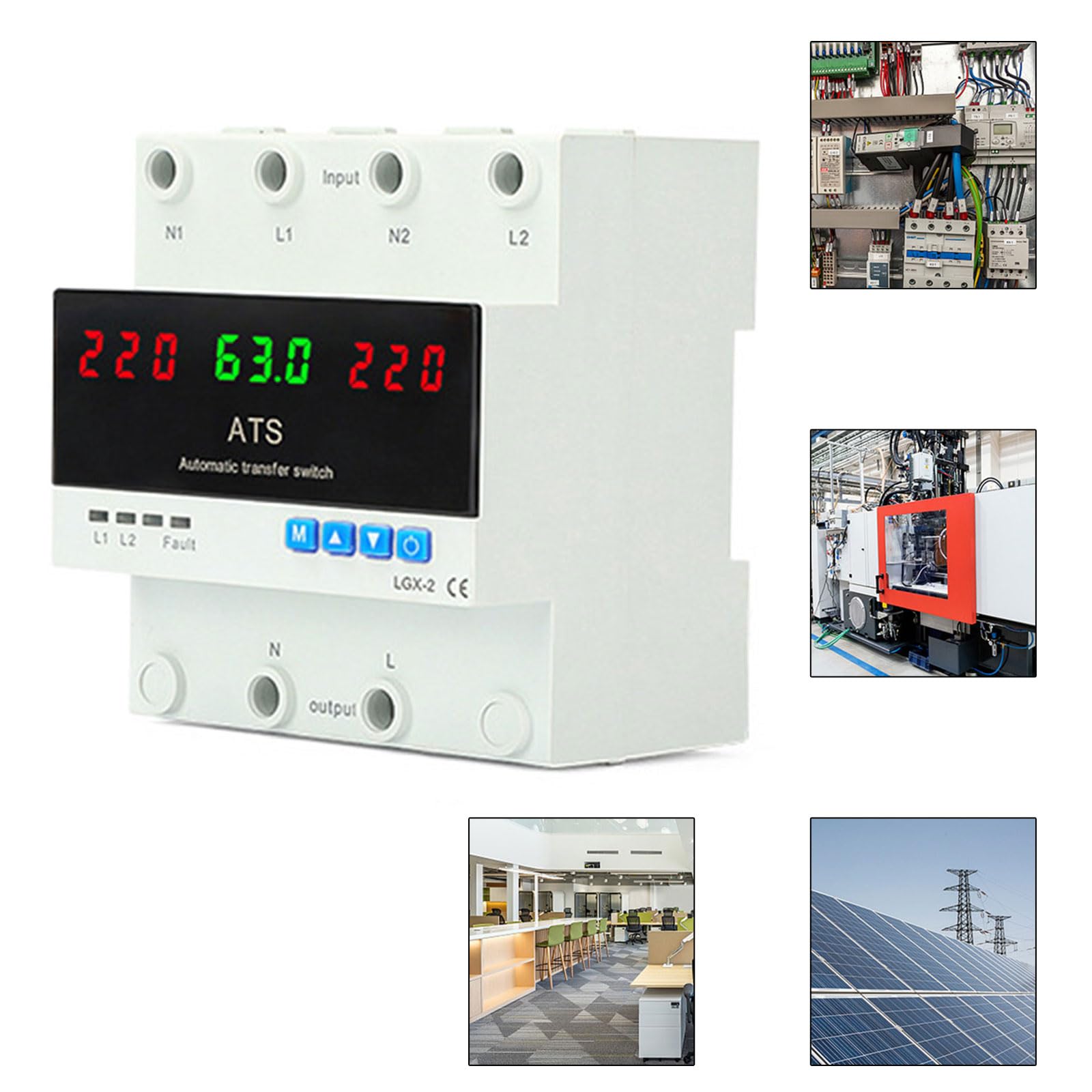 Source, interruttore di sicurezza elettrico 63, 220 V, con parametri regolabili e meccanismo di sicurezza da sovraccarico, per interruttore bifase, sopra sotto interruttore elettrico per ufficio
