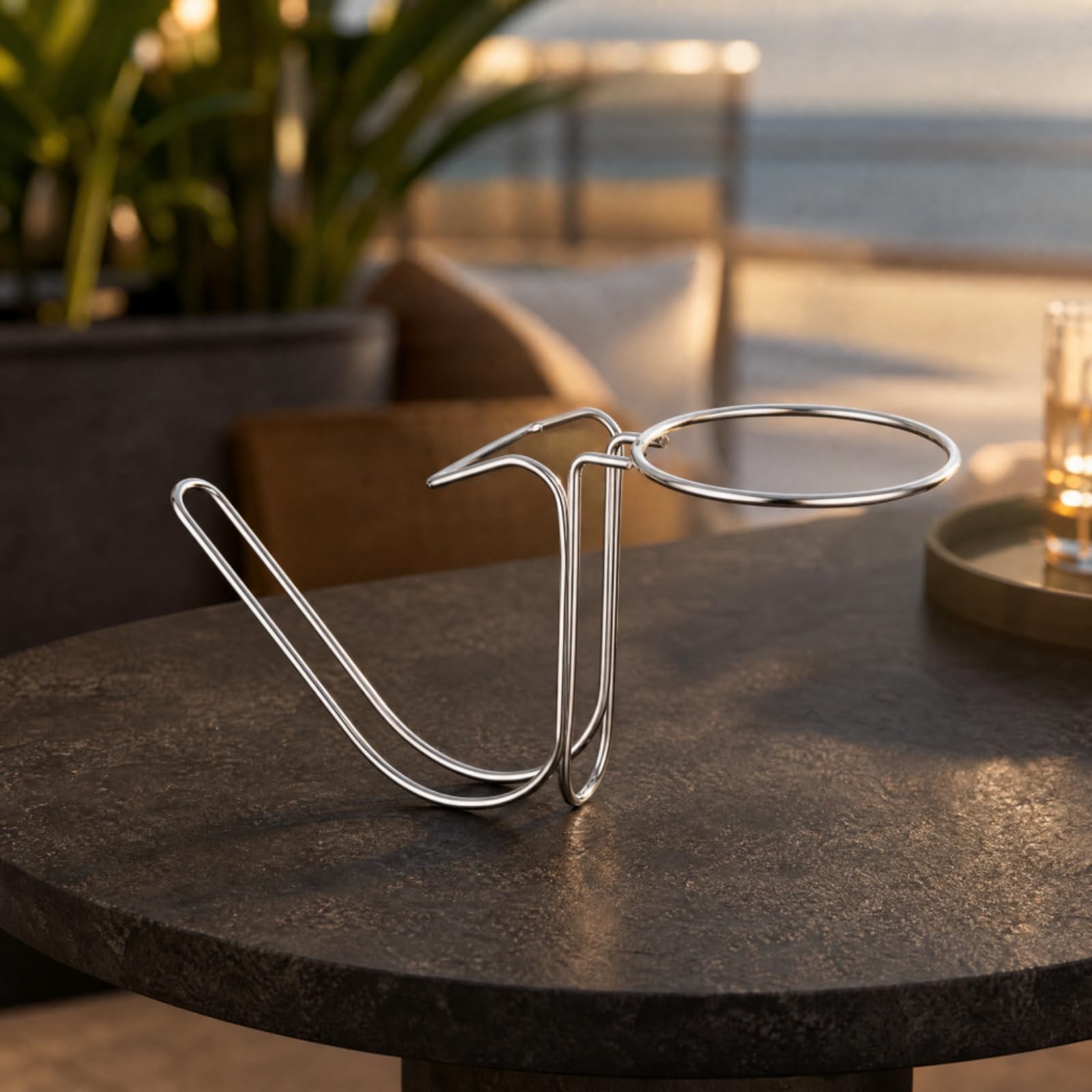 Porte-Seau à Glace à Poser sur Bord Table Polyvalent Usteile Bar Faible Hauteur Accessoire Service Boisso, Argent, S
