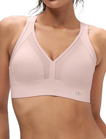 Yvette Sports Bras for Running&Workout, Sleek V-Neck with Adjustable Criss Cross Straps Women High Impact Support