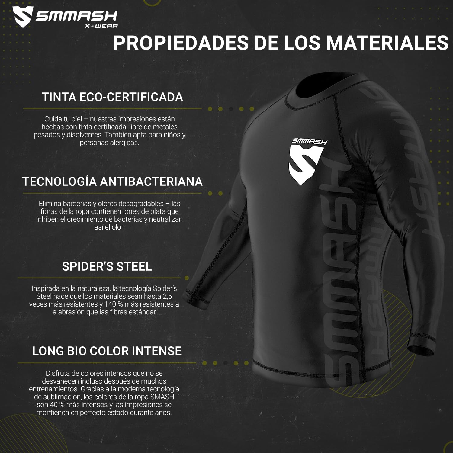 SMMASH Maori Rashguard Hombre Manga Larga, Camisetas Hombre para MMA, Artes Marciales, Krav Maga, BJJ, K1, Karate, Material Transpirable y Antibacteriano