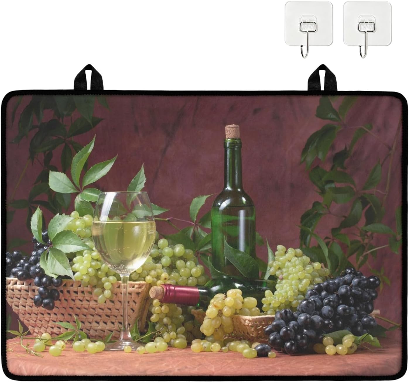 Wine and Grapes Stove Top Cover for Electric Stove, Wine Bottles Range Covers for Glass Ceramic Stovetop, Wine Glass Fruits Countertops Protector Mat for Home Decoration Kitchen 28x20inch