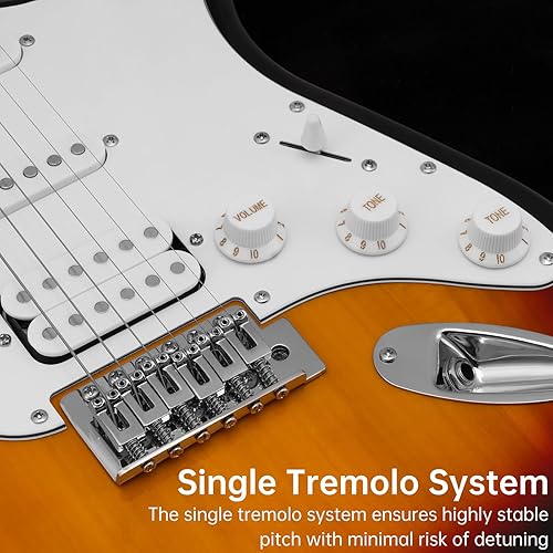 Miniatura 7 de AODSK - Guitarra eléctrica con amplificador, kit para principiantes de 39 pulgadas, cuerpo sólido de tamaño completo, todos los accesorios,