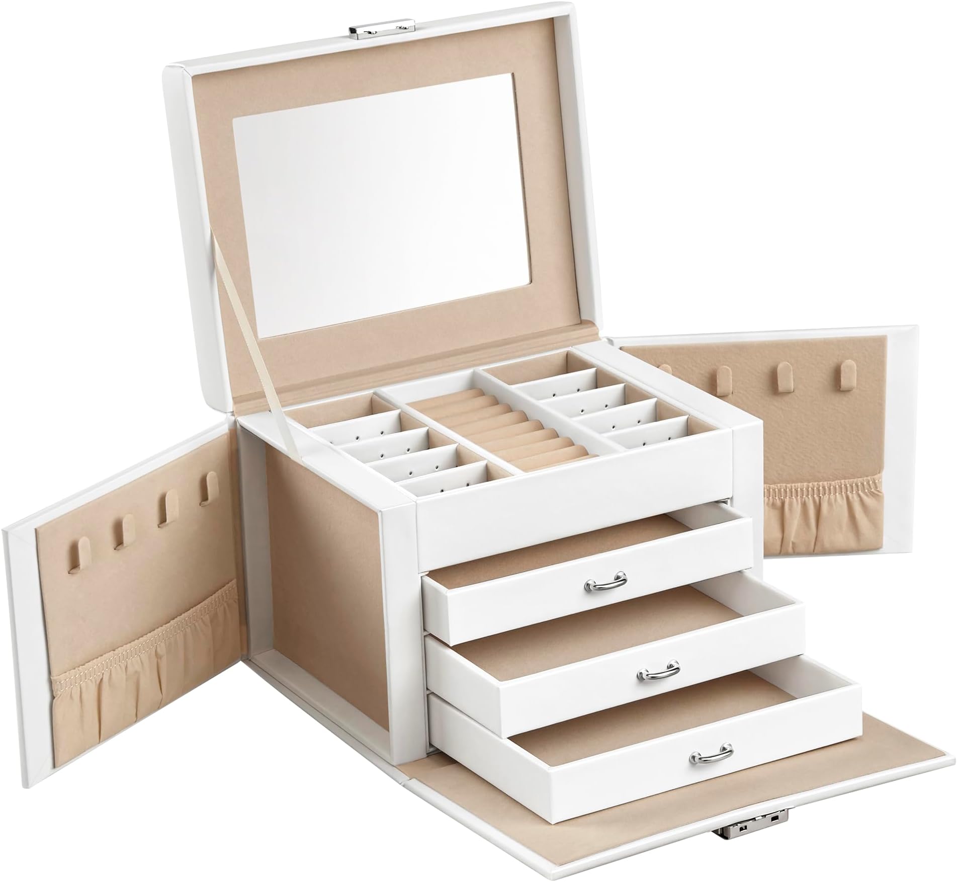 Procase Boîte à Bijoux Rigide en Cuir, Rangement à Double Couche, 32 ...