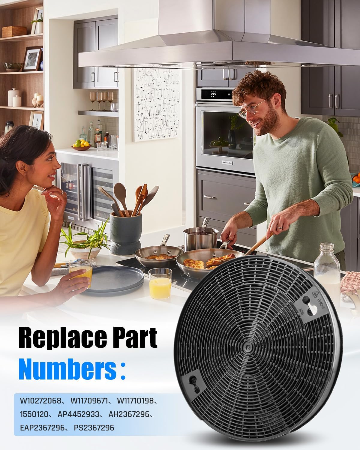 2 Pack W10272068 Range Hood Charcoal Filter | Fit for Whirlpool Kitchenaid Samsung Hoods Replace 81550120, AH2367296, EA2367296, PS2367296 W11709671,etc