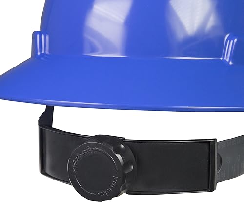 Miniatura 4 de JORESTECH Casco de seguridad de ala completa de HDPE azul con suspensión de trinquete ajustable de 4 puntos para el trabajo, el hogar y protección