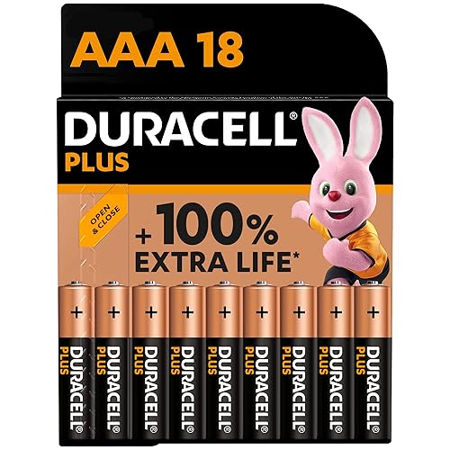 Immagine del prodotto Batterie Duracell Plus AAA(pacco da 18) - Alcalina 1.5V - Fino al 100% di extra durata - Affidabilità per i dispositivi a uso quotidiano - 0% plastica nel pacco -10 anni di conservazione - LR03 MN2400