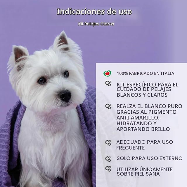 Foto 4 de 8 de YUUP! - Kit MANTOS CLAROS - Champú blanqueador, Acondicionador desenredante y Pink Velvet, Kit para Perros…