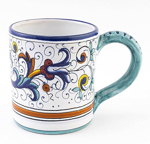 Taza de cerámica italiana Ricco Deruta Blu - Tazas de café de cerámica hechas a mano, Cerámica italiana Deruta, Taza pintada, Cerámica italiana,